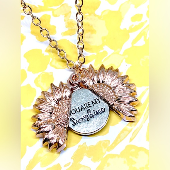 Jewelry You Are My Sunshine Message In Sunflower Rose Gold Tone